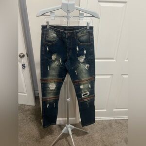 M Society Indigo & Orange Skinny Fit Jeans Sixe W30/L30 NWT